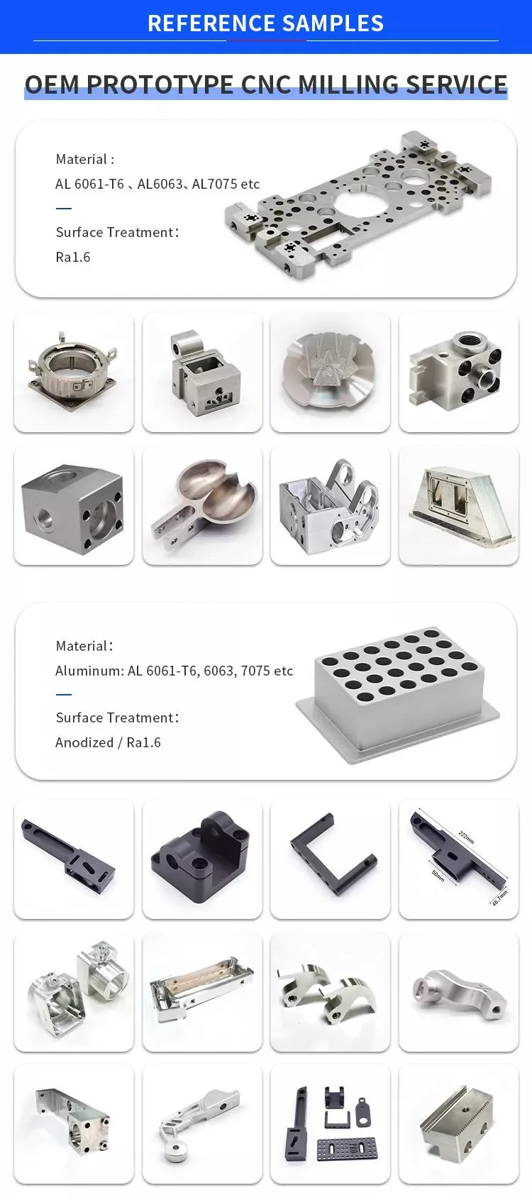 OEM High Precision 6061 7075 Aluminum Alloy CNC Milling Service CNC Machining Aluminum Frames